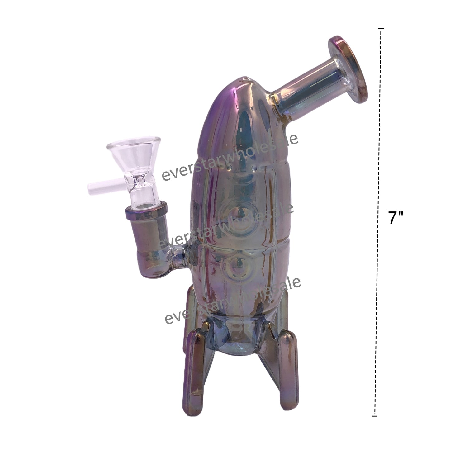 7" Electroplating Rocket Glass Water Pipe-Random Color Comes