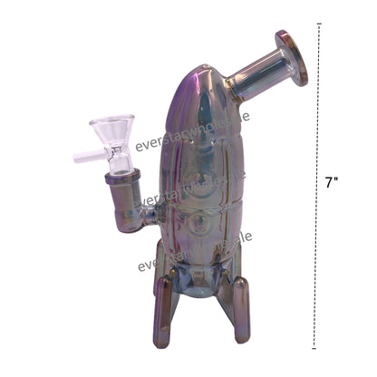 7" Electroplating Rocket Glass Water Pipe-Random Color Comes
