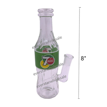 8" Clear Bottle with Stickers Glass Water Pipe-Random Patterns Comes