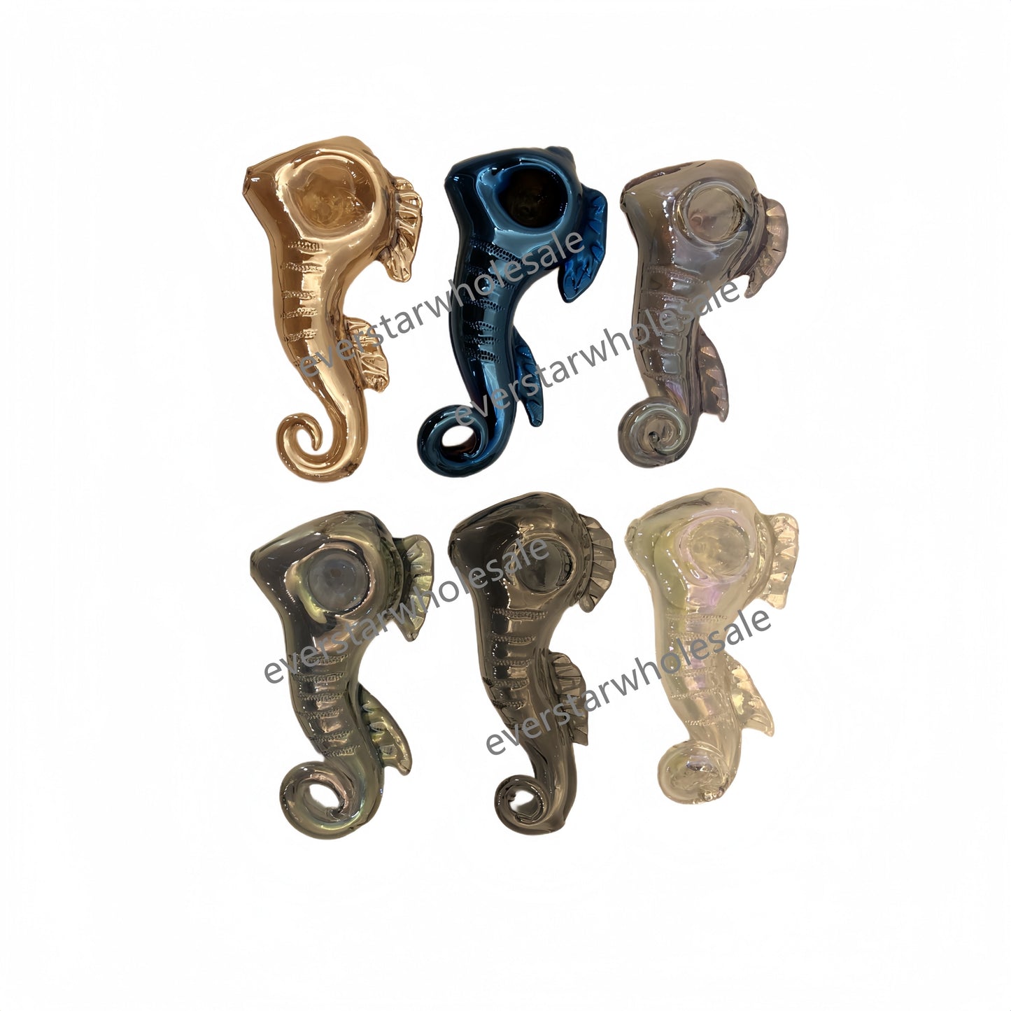 4 Inch Length Electroplating  Seahorse Glass Hand Pipes-Random Color Comes