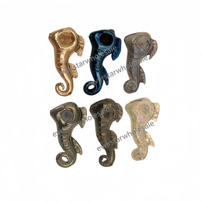 4 Inch Length Electroplating  Seahorse Glass Hand Pipes-Random Color Comes