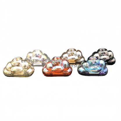 3.85 Inch Length Electroplated Cloud Design Glass Hand Pipes-Random Color Comes