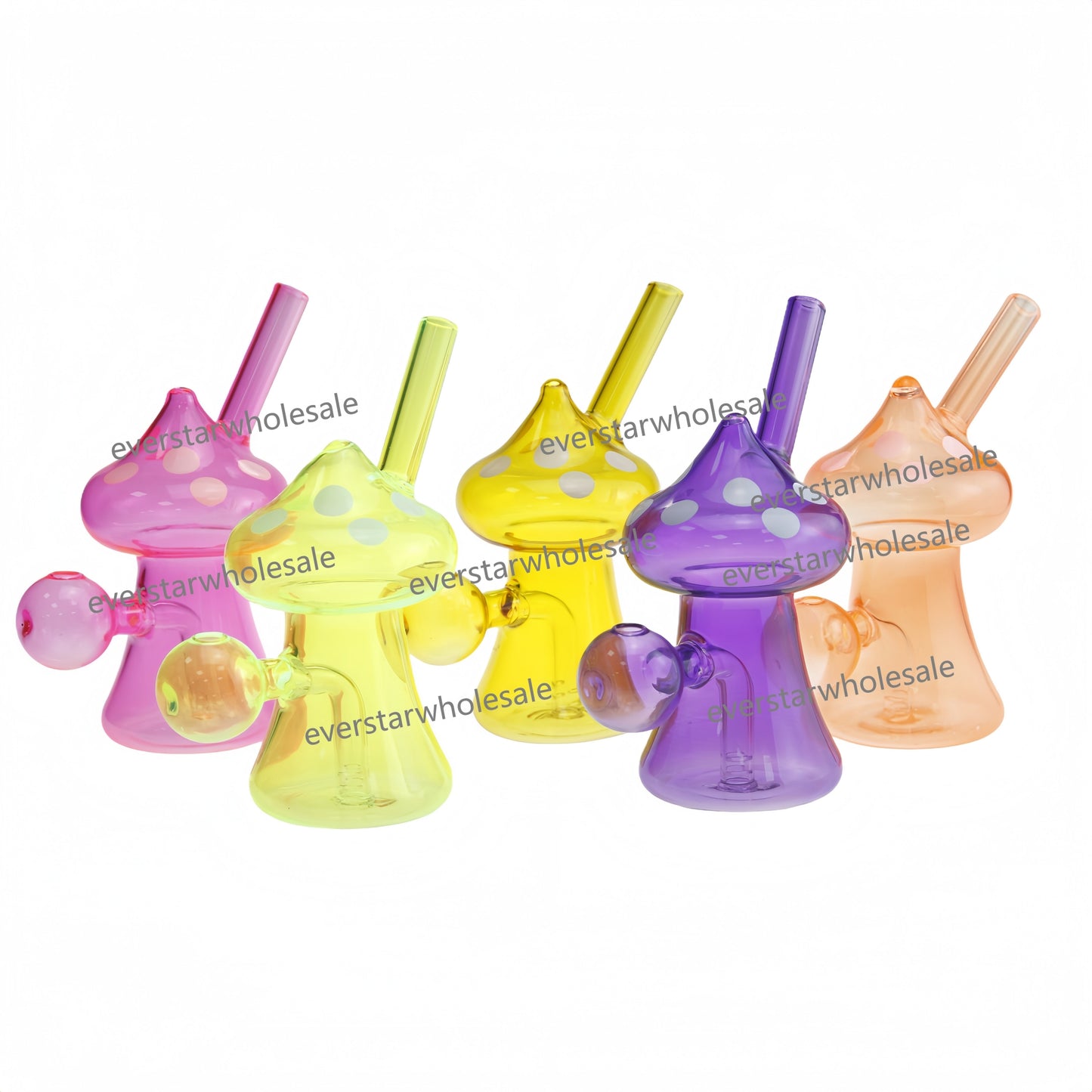 5 Inch Tall Colored Mushroom Glass Bubbler-Random Color Comes