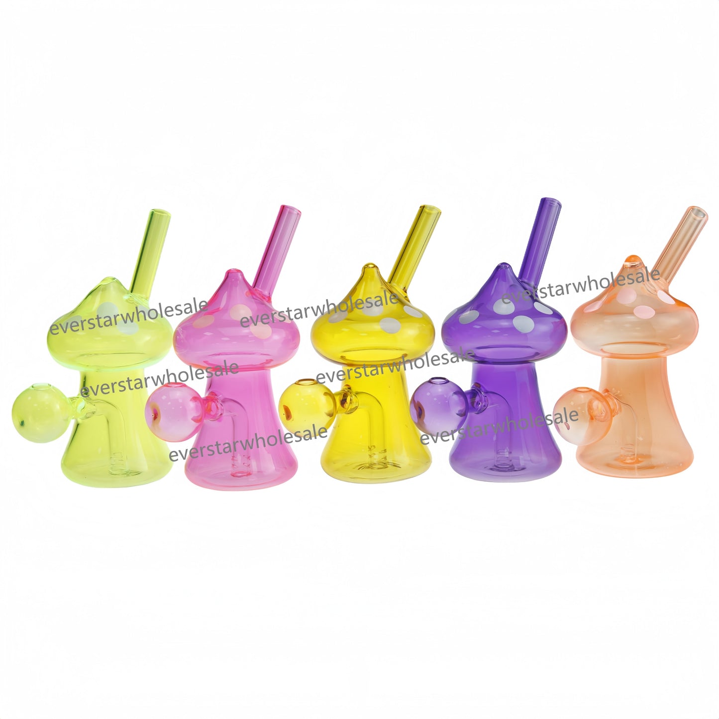 5 Inch Tall Colored Mushroom Glass Bubbler-Random Color Comes