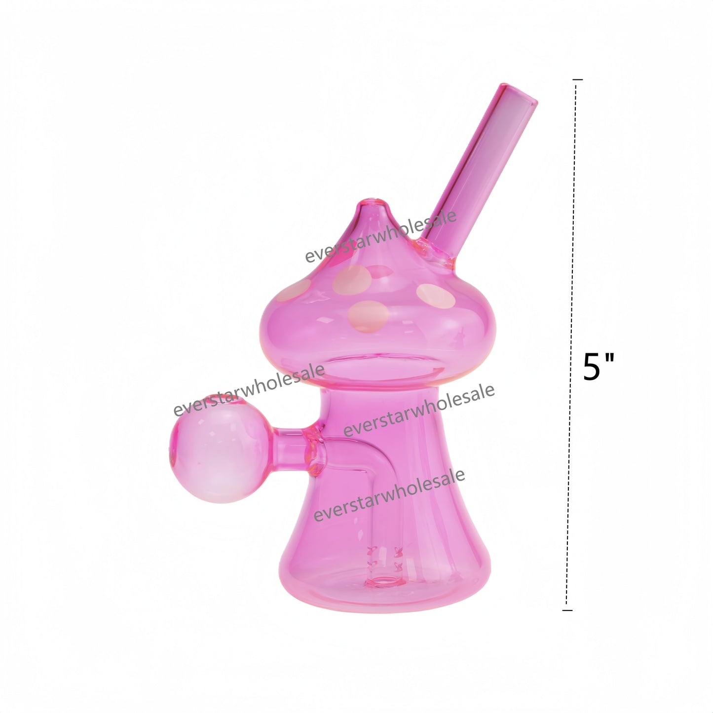 5 Inch Tall Colored Mushroom Glass Bubbler-Random Color Comes
