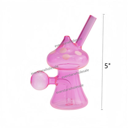 5 Inch Tall Colored Mushroom Glass Bubbler-Random Color Comes