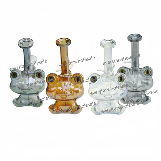 6 Inch Tall Electroplated Frog Glass Water Pipe-Random Color Comes