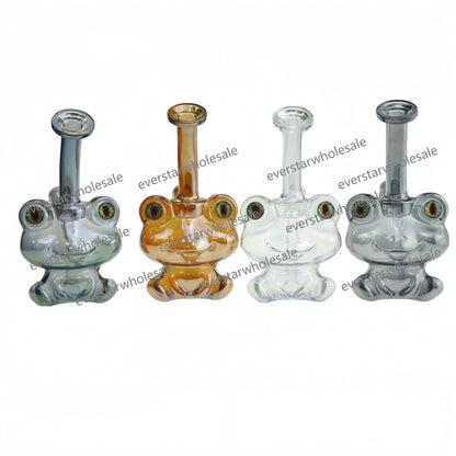 6 Inch Tall Electroplated Frog Glass Water Pipe-Random Color Comes