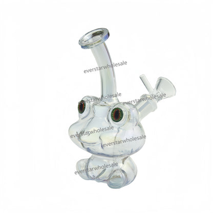 6 Inch Tall Electroplated Frog Glass Water Pipe-Random Color Comes