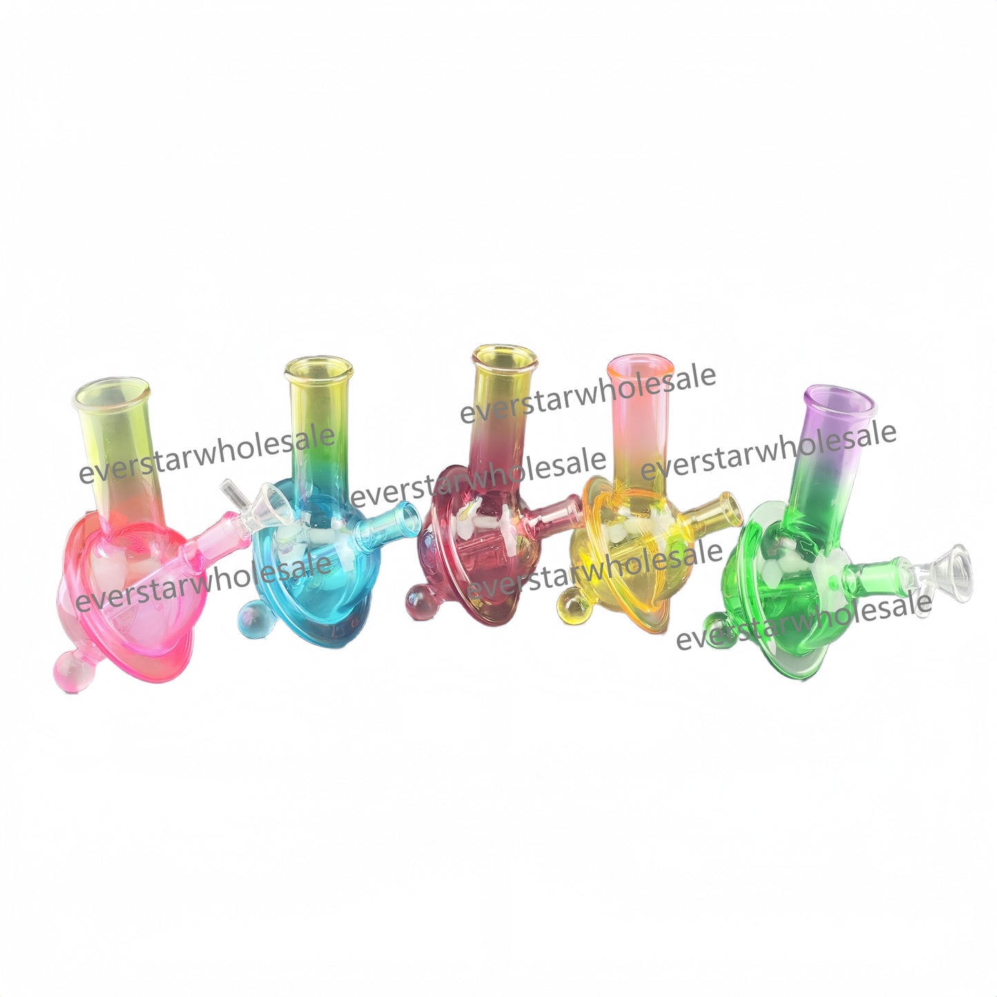 6.5 Inch Tall Double Gradient Color Globe Glass Water Pipe-Random Color Comes