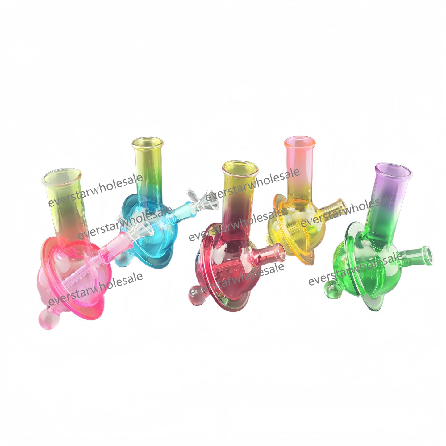 6.5 Inch Tall Double Gradient Color Globe Glass Water Pipe-Random Color Comes