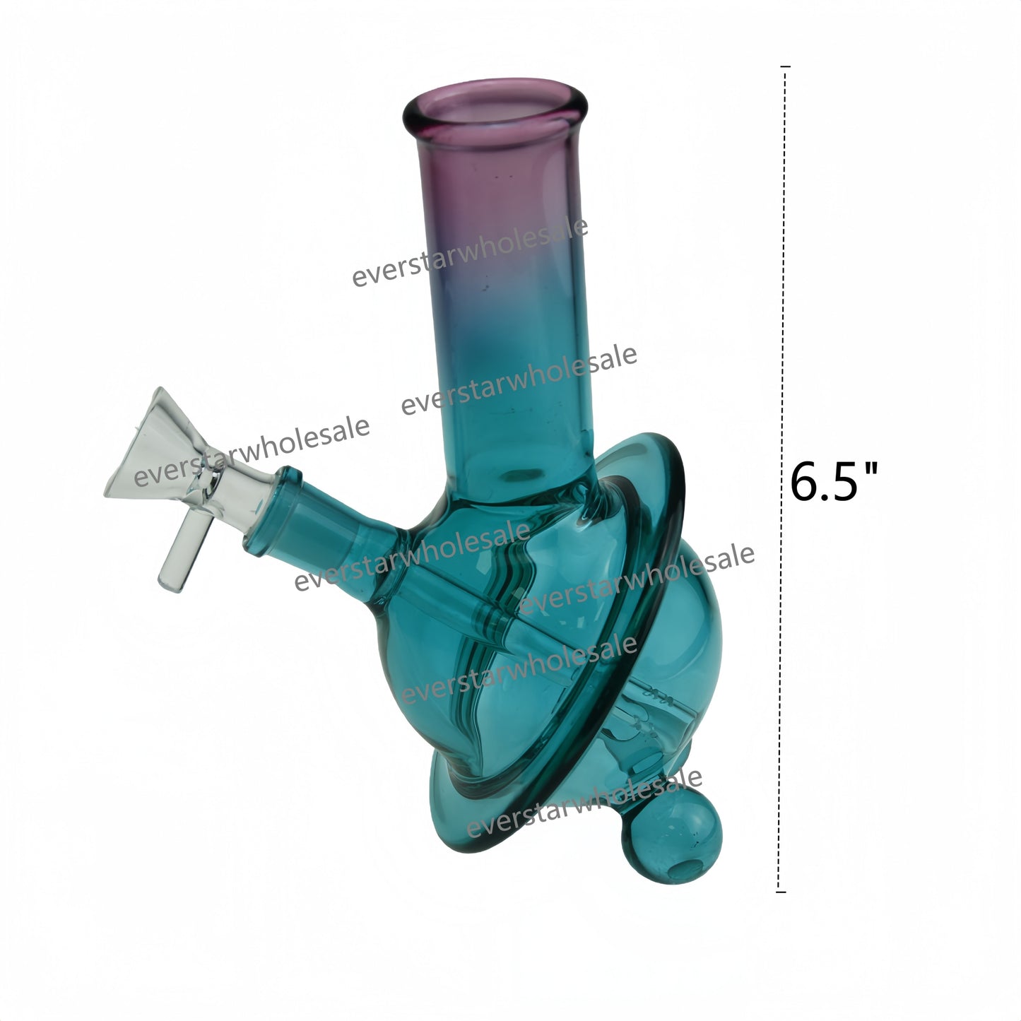 6.5 Inch Tall Double Gradient Color Globe Glass Water Pipe-Random Color Comes