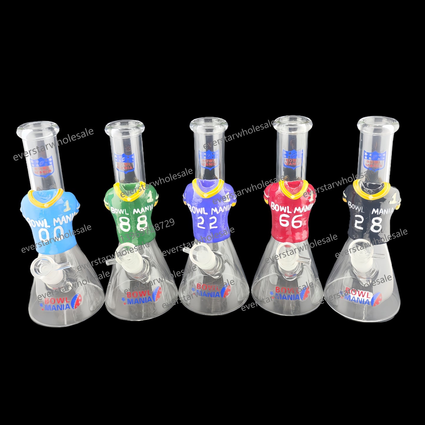 10 Inch Football Jersey Clear Glass Beaker Water Pipe-Random Color Comes