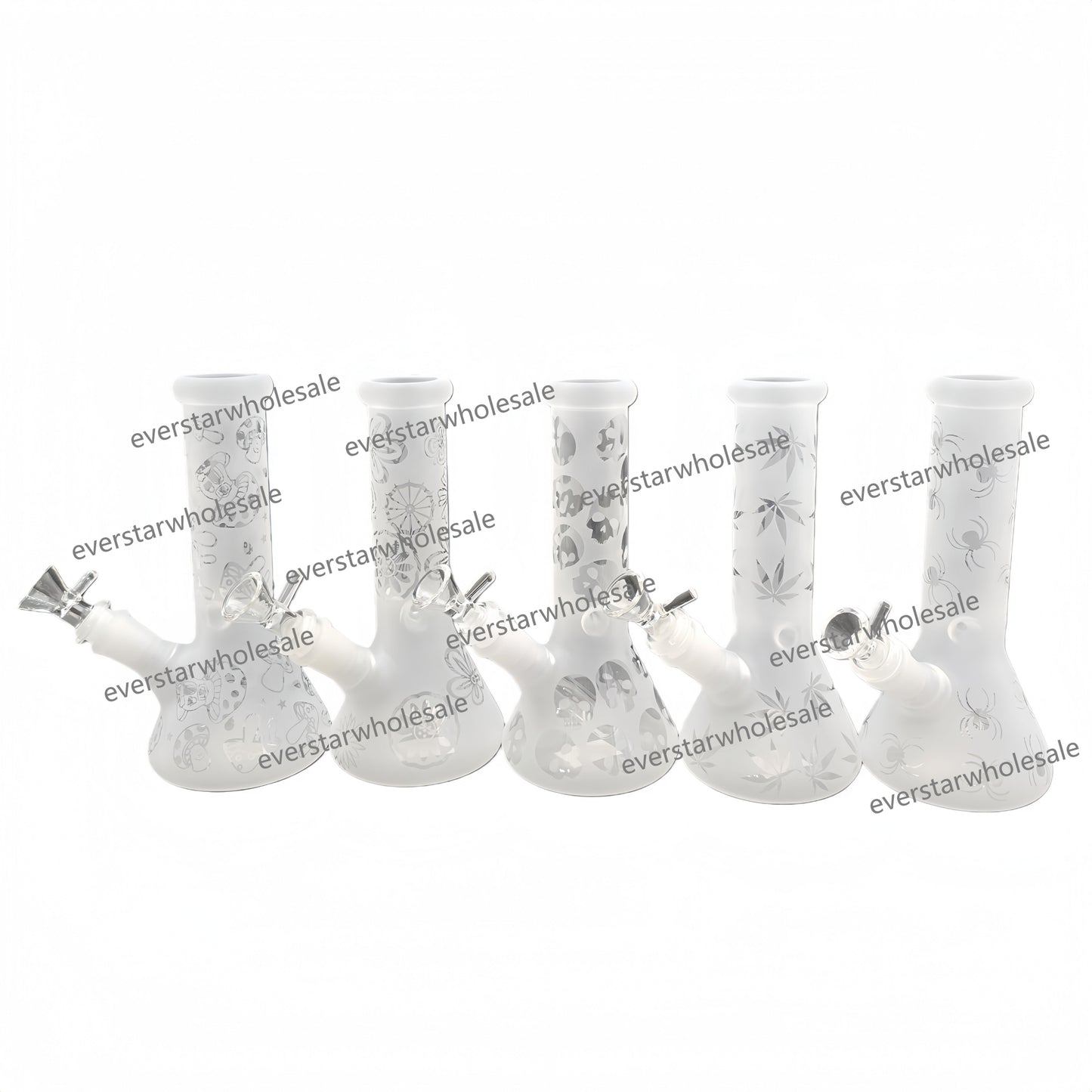 8 Inch Tall Sandblast Glass Beaker Water Pipe