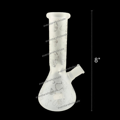 8 Inch Tall Sandblast Glass Beaker Water Pipe