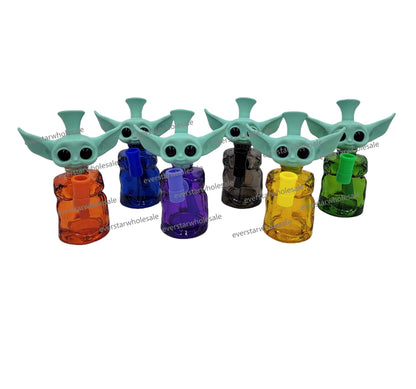 6.3 Inch Silicone Cartoon Head Small Glass Water Pipe