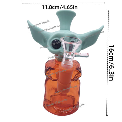 6.3 Inch Silicone Cartoon Head Small Glass Water Pipe