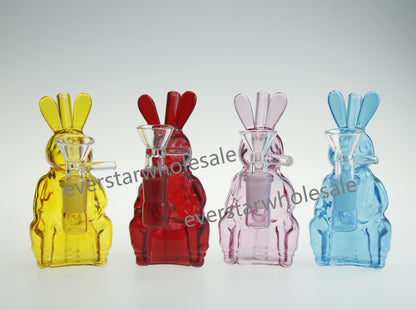 5 Inch Tall Colored Rabbit Cute Bunny Small Glass Water Pipe