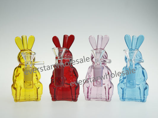 5 Inch Tall Colored Rabbit Cute Bunny Small Glass Water Pipe