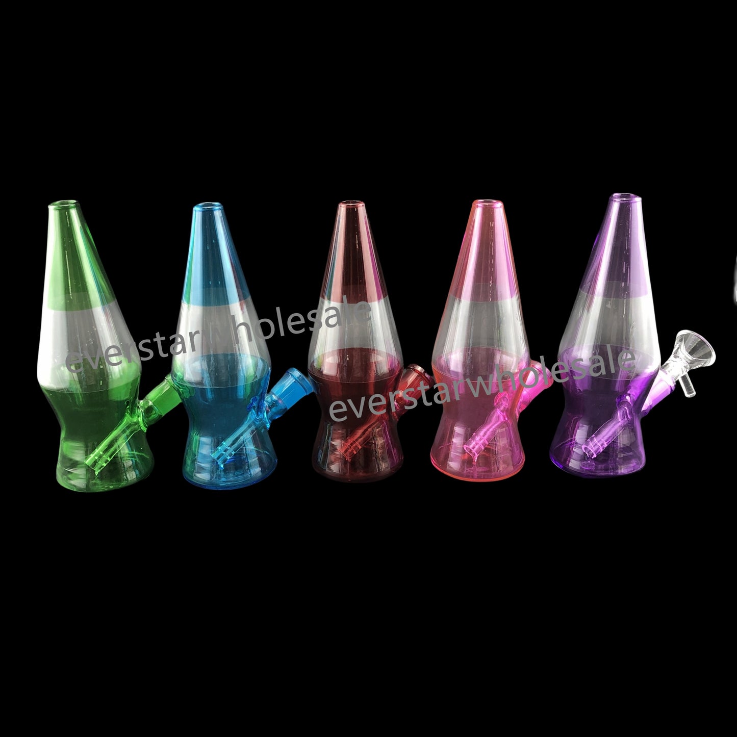 6 Inch Tall  Colored Cone Rocket Shape Glass Water Pipe