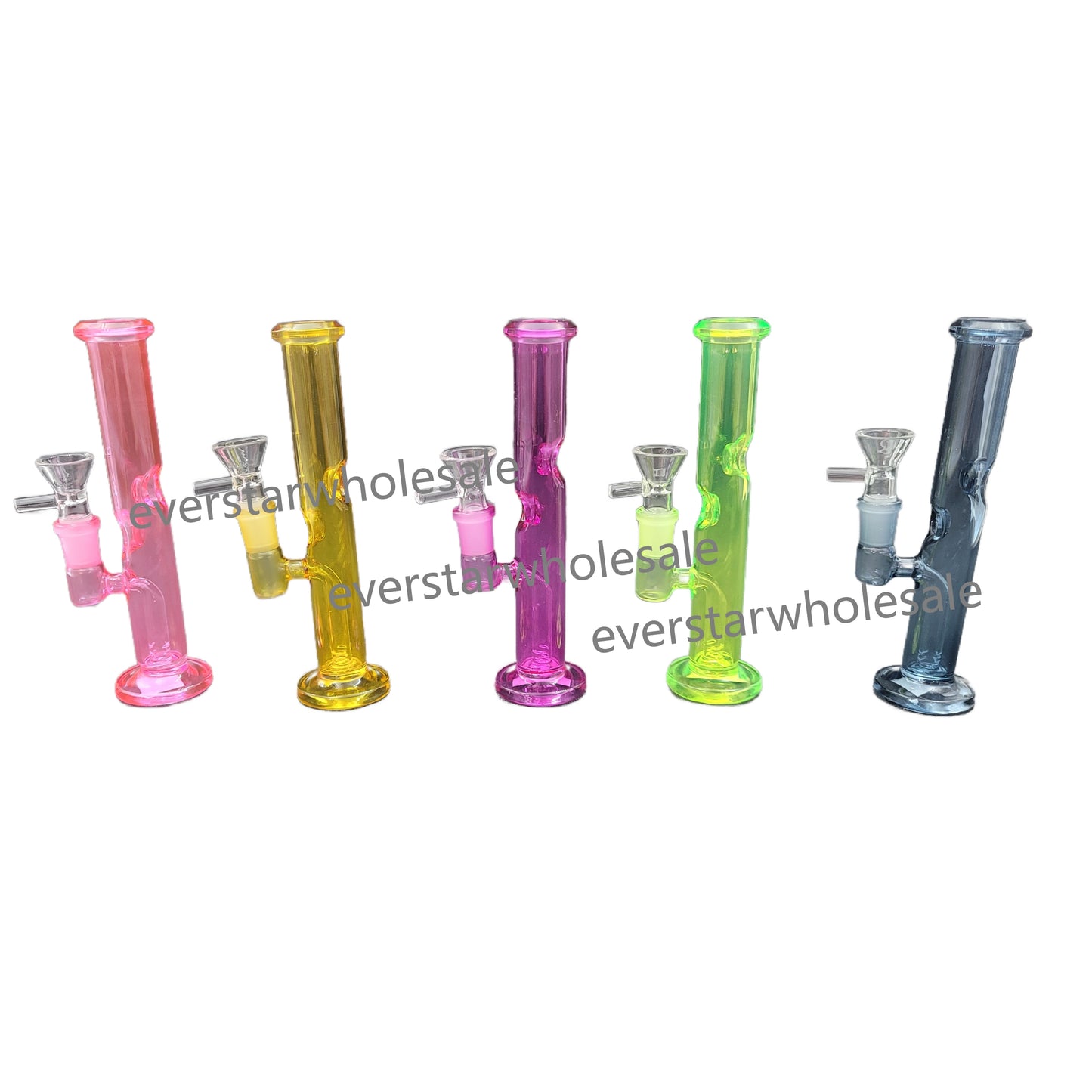7 Inch Colored Straight Bong Thin Tube Glass Water Pipe with Ice Catcher