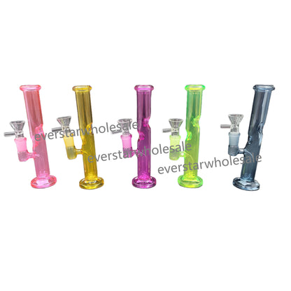 7 Inch Colored Straight Bong Thin Tube Glass Water Pipe with Ice Catcher