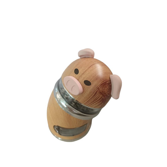Zinc Herb Grinder Spice Tobacco Grinder Wood Color Pig Design