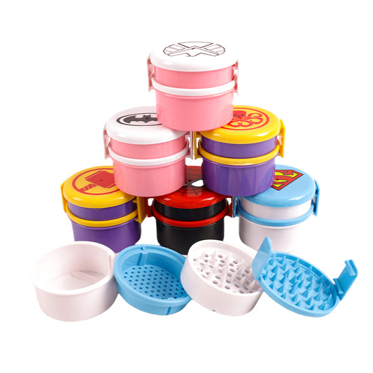 Rice Cooker Plastic Herb Grinder with Adorable Patterns on Lid-Multicolors