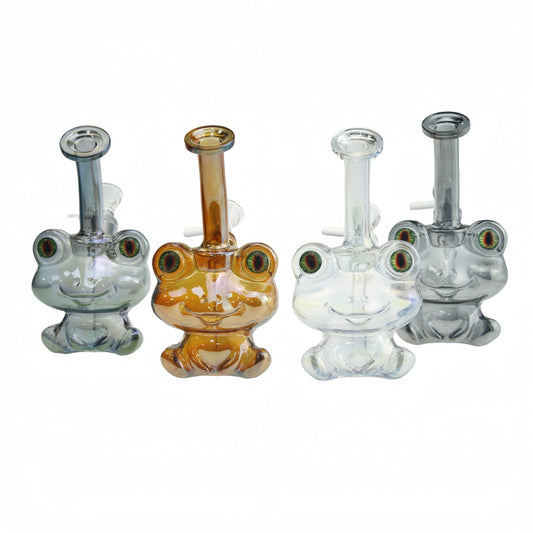 6 Inch Tall Electroplated Frog Glass Water Pipe-Random Color Comes