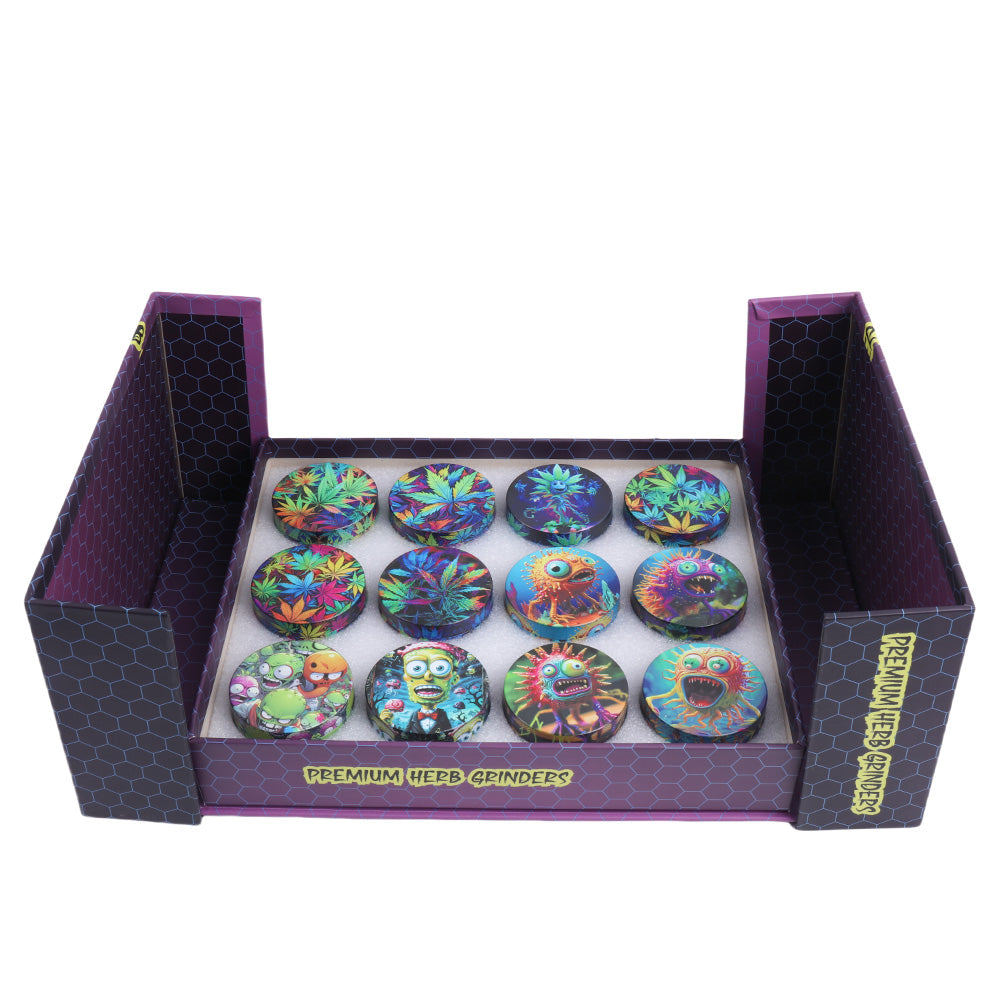 Gift Set Zinc Alloy Herb Grinder Metal Tobacco Grinder-4 Layers 12 PCS PACK