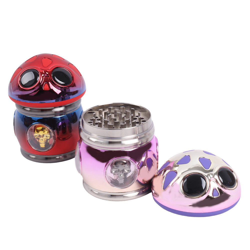 Skull Head Alien Mushroom Shape Metal Herb Grinder