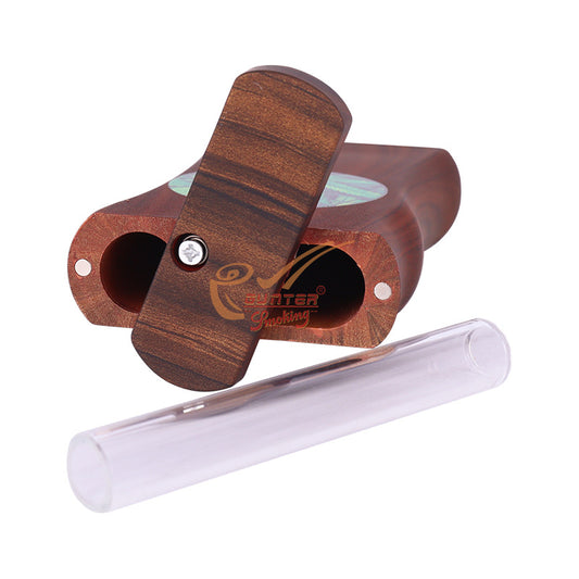 Wood Dugout with One Glass Pipe
