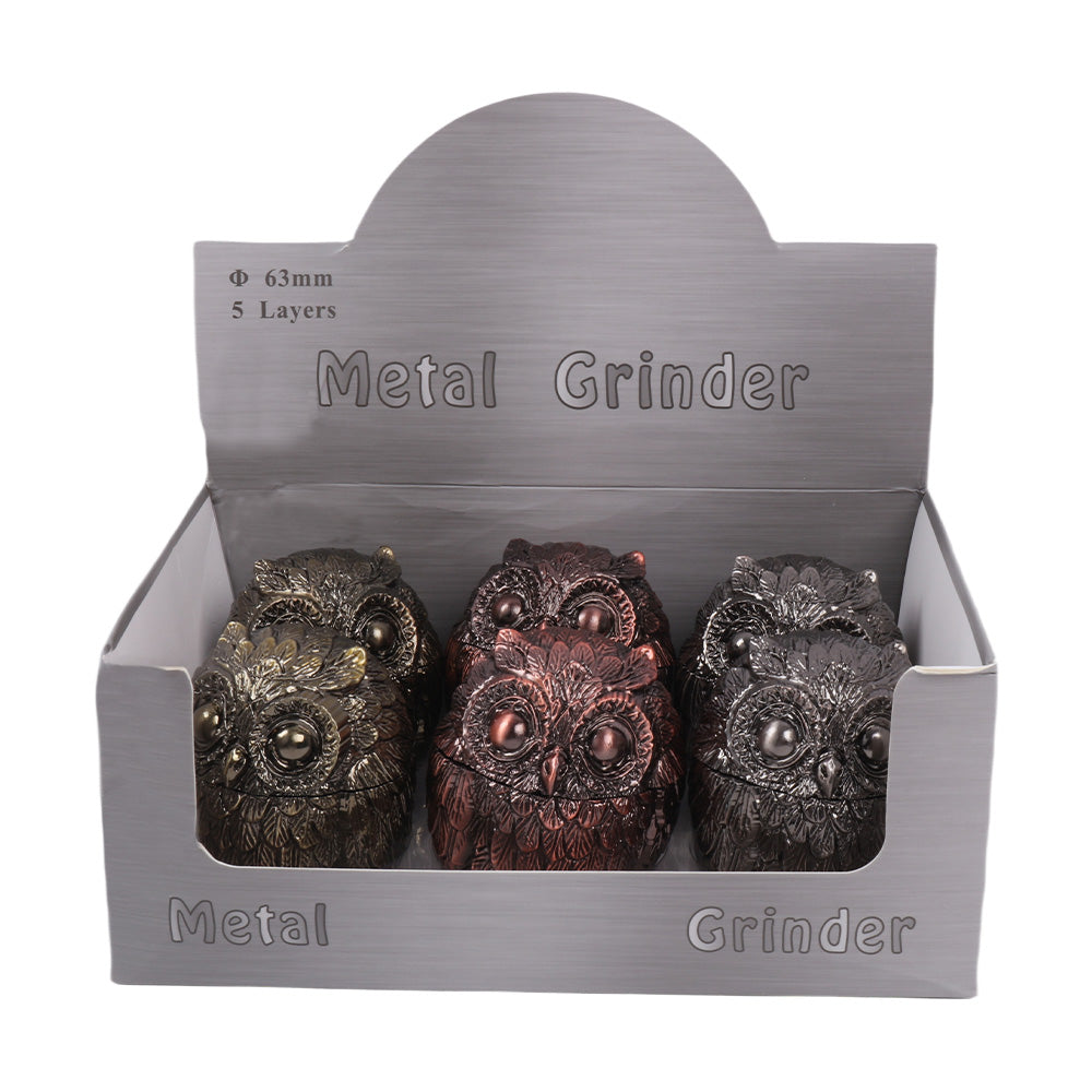 Owl Metal Herb Grinder-6pcs/Display