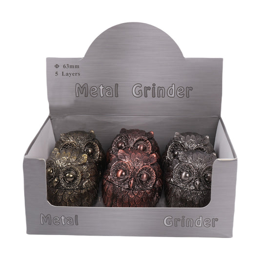 Owl Metal Herb Grinder-6pcs/Display