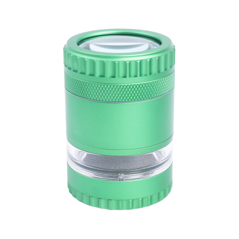 5 Layer Aluminum Alloy Smoke Grinder with Magnifying Glass Manual Herb Grinder