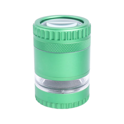 5 Layer Aluminum Alloy Smoke Grinder with Magnifying Glass Manual Herb Grinder