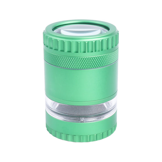 5 Layer Aluminum Alloy Smoke Grinder with Magnifying Glass Manual Herb Grinder