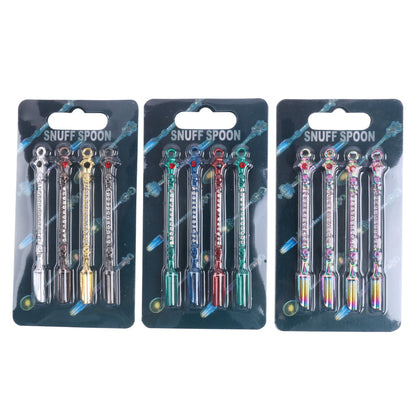 Mini Metal Snuff Spoon Multi Colors with Diamond Skull Mask