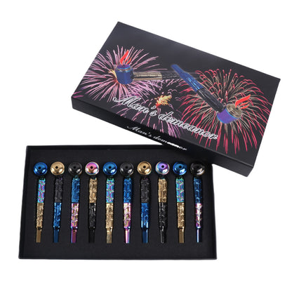 Multi Colors Metal Hand Pipes with Curved Bamboo Leaves-10pcs/Box