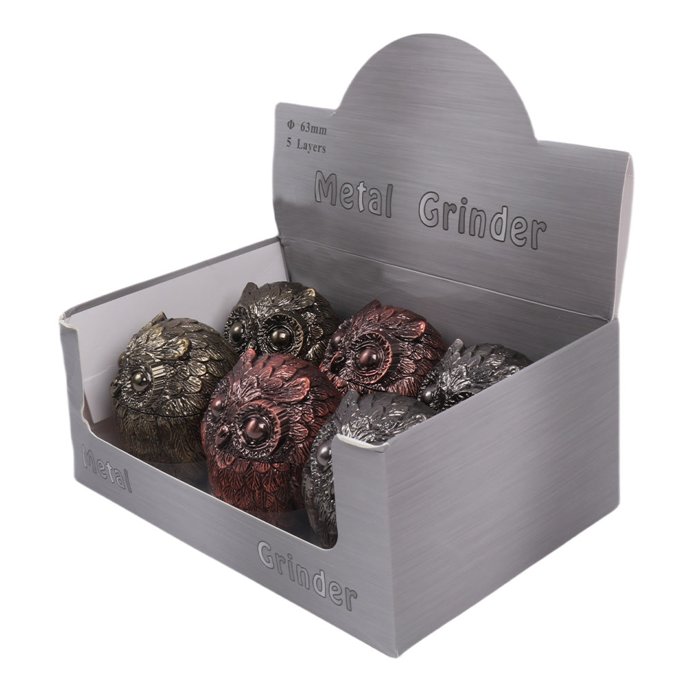 Owl Metal Herb Grinder-6pcs/Display