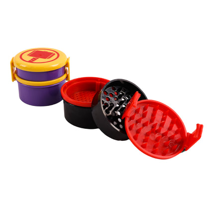Rice Cooker Plastic Herb Grinder with Adorable Patterns on Lid-Multicolors