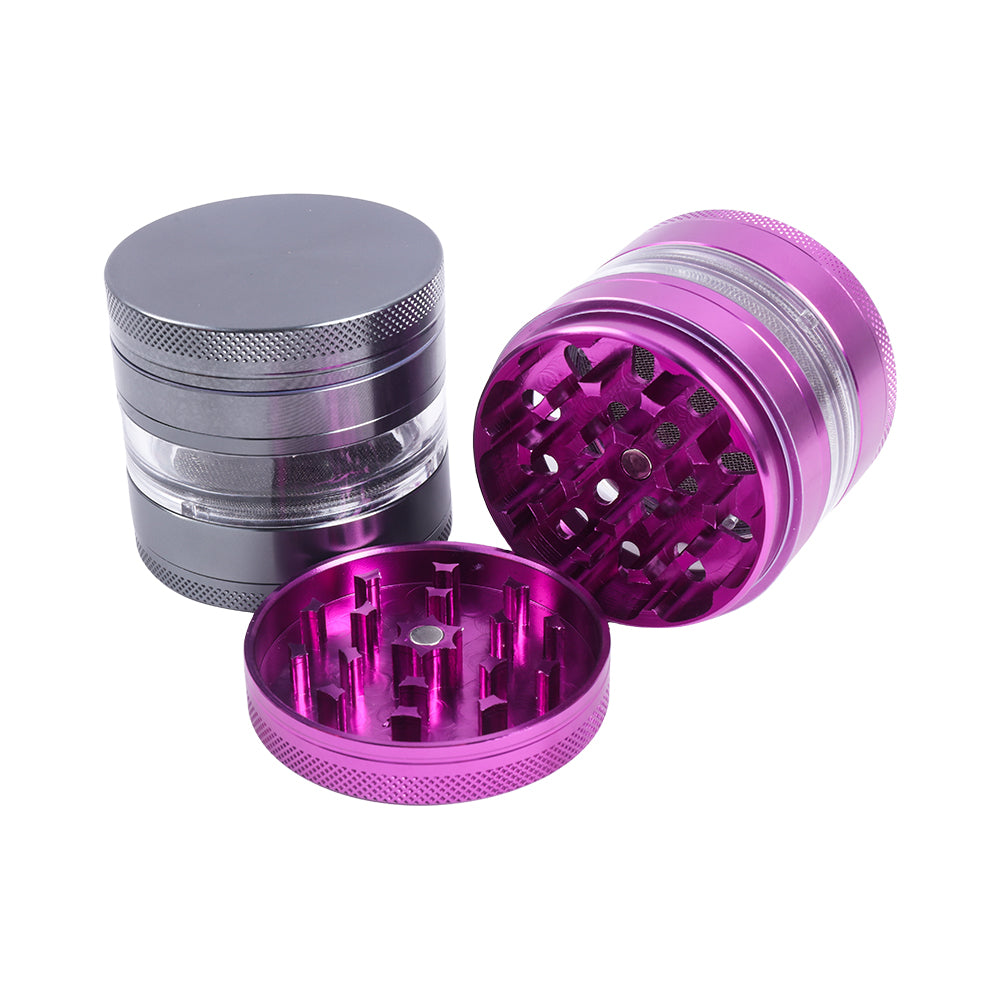 4 Layers Herb Grinder with Window Curved Dot Cover