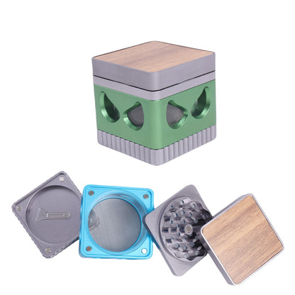Square Shape Herb Grinder with Zorro Eyes Window