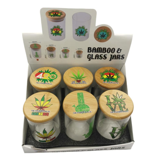 63mm Weed Storage Glass Jar with Wood Bamboo Lid