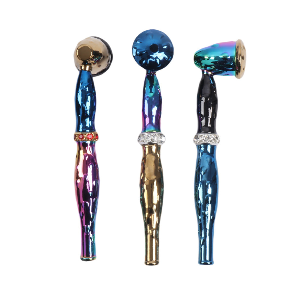 Multi Colors Metal Hand Pipe with Diamond Ring-10pcs/Gift Box