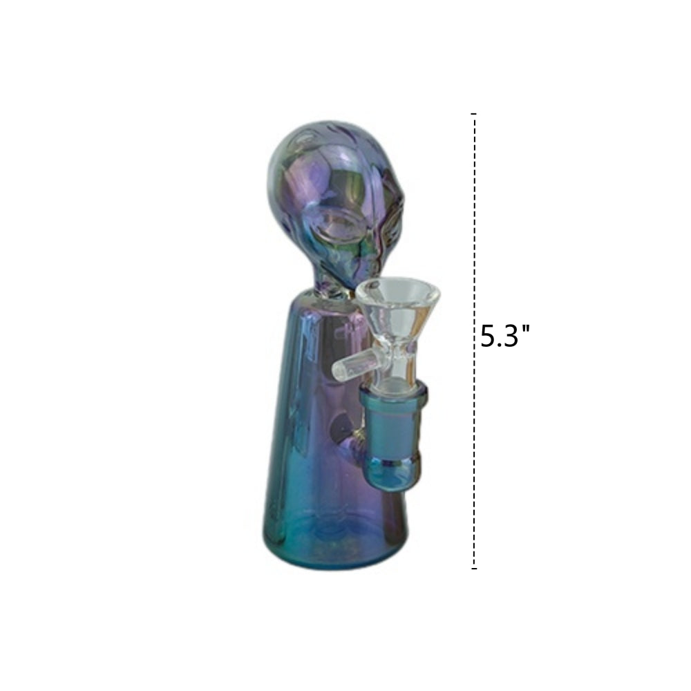 1pc 5.3"Iridescent Alien Glass Water Pipe