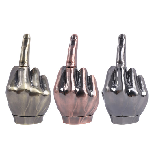 Zinc Alloy Middle  Finger Smoke Dry Herb Grinder-1PC Color Randomly