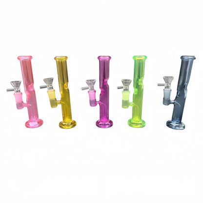 7 Inch Colored Straight Bong Thin Tube Glass Water Pipe with Ice Catcher