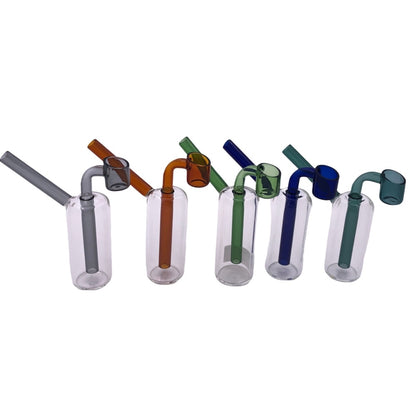 5 Inch Tall Clear Cylinder Mini Glass Dab Rig Fixed Color Banger-Random Color Comes