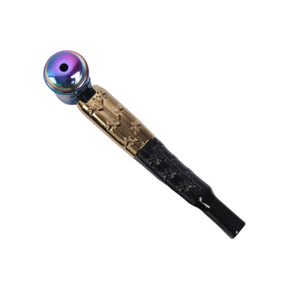 Multi Colors Metal Hand Pipes with Curved Bamboo Leaves-10pcs/Box